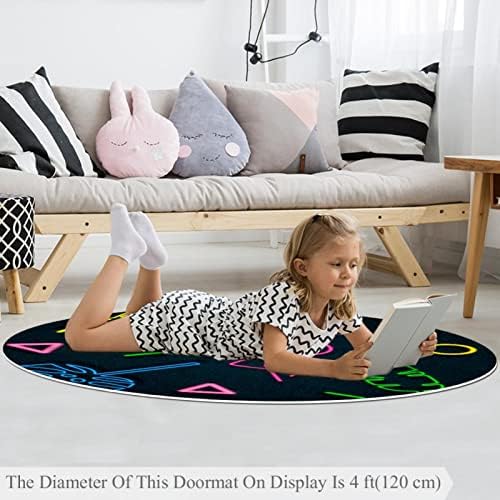 LLNSUPPLY 4 רגל שטיח אזור משחק עגול עגום נמוך, עיצוב אופנה כחול תינוק זוחל מחצלות רצפה משחק משחק שמיכה תינוקת