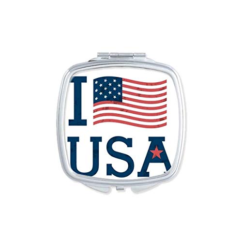 אני אוהב ארהב אמריקה דגל תרבות מראה נייד קומפקטי כיס איפור כפול צדדי זכוכית