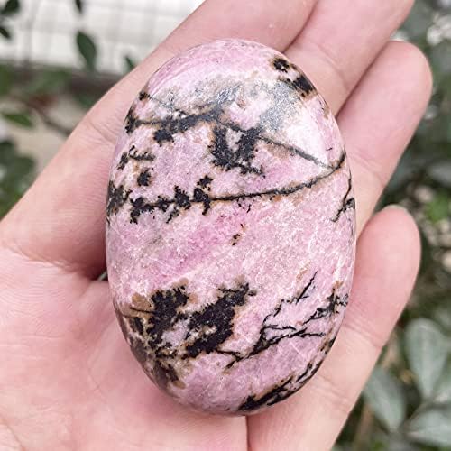 אבן דקלים רודוניט סגלגל פקואר, אבני עיסוי כיס דאגות מלוטשות ריפוי גביש לטיפול בגיאומטריה של צ'אקרה