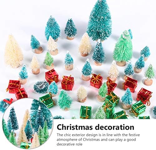 קישוטים לחג המולד של Coheali 56 יחידות עצי חג המולד מיני מלאכותיים הגדרו עצים מברשת בקבוק חג המולד