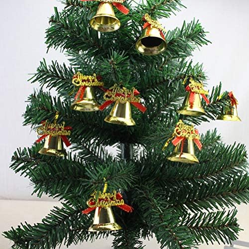 ABAODAM 18 יחידים עץ חג המולד פעמוני מוזהב קטנים עם מילות חג שמח פסטיבל תליון תליון