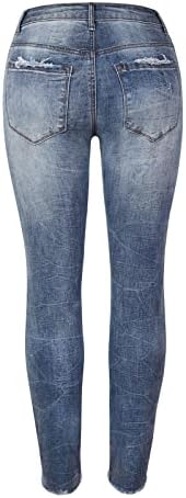מיאשוי ג 'ינס נשים נשים נמתח גבוהה מותן ישר רגל קרע החבר ג' ינס בלוי קרסול ג ' ינס מכנסיים 18 בתוספת
