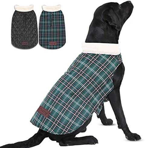 מעיל כלבים קסטיטי, בגדי כלבים חמים במיוחד, ז'קט כלבים מסוגנן ועמיד למים, משובץ בסגנון בריטי+