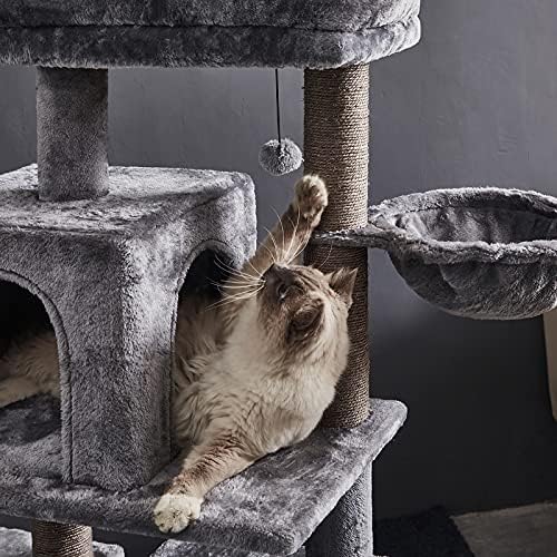 45 סנטימטרים רב-רמת חתול מגדל, חתול מגדל, חתול עץ דירה, עם ערסל & סיסל-מכוסה מגרד הודעות, 2 יוקרה דירות,