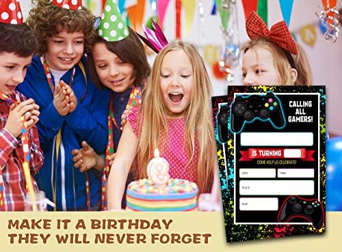 Ondtom קורא לכל הגיימרים הזמנות למסיבת יום הולדת עם מעטפות - 20 חבילות - משחקי וידאו מסיבת יום