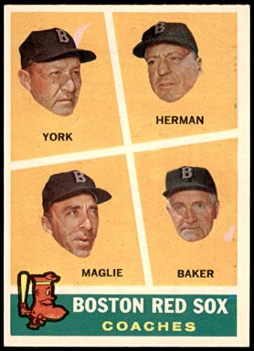 1960 Topps 456 RED SOX מאמנים Rudy York/Billy Herman/Sal Maglie/Del Baker Boston Red Sox nm Red Sox