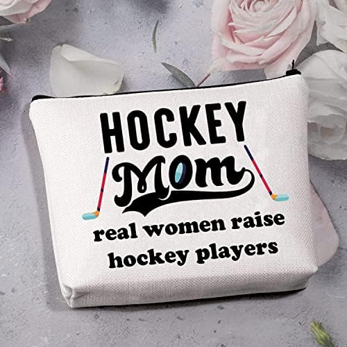 MBMSO Hockey Mom Gifts תיק איפור נשים אמיתיות מגדלות מתנות שחקני הוקי לאמא הוקי קרח קוסמטיקה למאמן