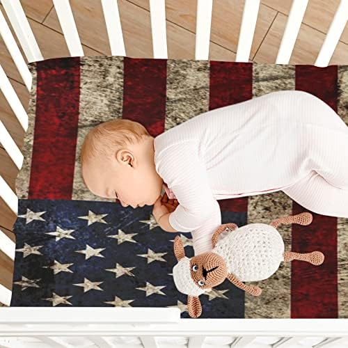 דלי עריסה של דגל אמריקאי טוב לילדים לבנים ולבנות, גיליונות עריסה לתינוקות מצוידים גיליונות עריסה רכים ונושמים