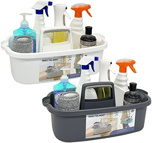 2 מארז רב תכליתי פלסטיק ניקוי נושא כלים עם ידית, מקלחת נושא כלים ארגונית / אחסון סל / טוטס נייד