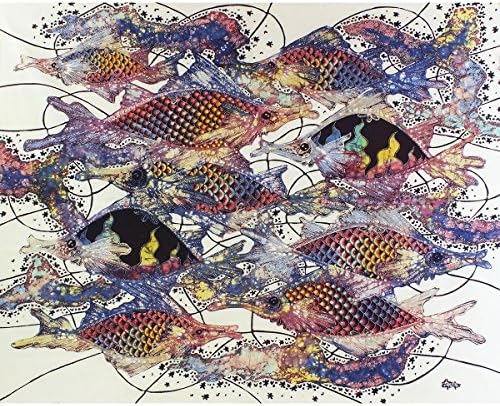 ציור אמנות בטיק,' דגים ושגשוג ' מאת אגונג