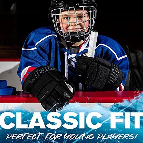 כפפות הוקי קרח ספורט של פרנקלין - כפפות נוער בגודל 10 - מערכת נעילת אגודל - שרוול תנועה מלאה גמישה - מושלם
