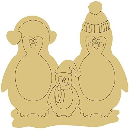 פינגווין משפחה עיצוב על ידי קווי מגזרת גמור עץ דלת קולב חורף דקור חג המולד צורת בד סגנון 1 אמנות 1