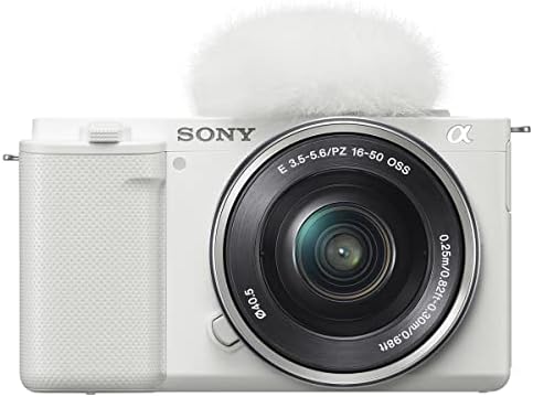 סוני זב-אי 10 מצלמה ללא מראה עם עדשה 16-50 מ מ, לבן עם עדשה 55-210 מ מ ו / 4.5-6.3 אוס