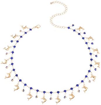 יאליס אופנה דולפין להתנדנד שרשרת שרשרת כחול קריסטל קולר שרשראות תכשיטי עבור נשים ובנות