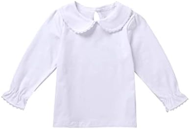 תינוקת תינוקת תינוקת בתינוקת בסיסית חולצה מוצקה חולצה חולצה עם שרוול ארוך חולצת צווארון בובת