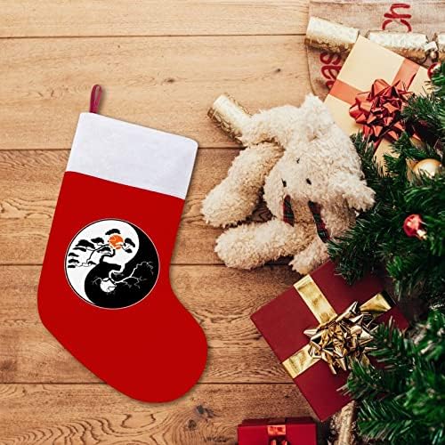 יין יאנג בונסאי עץ גרבי חג המולד קטיפה אדומה עם שקית ממתקים לבנה קישוטי חג המולד ואביזר מסיבות משפחתיות