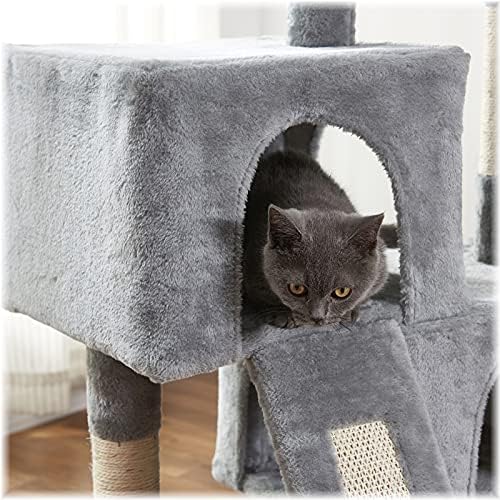 חתול מגדל, 34.4 סנטימטרים חתול עץ עם גירוד לוח, 2 יוקרה דירות, חתול מגדל ריהוט, יציב וקל להרכיב, עבור חתלתול, חיות