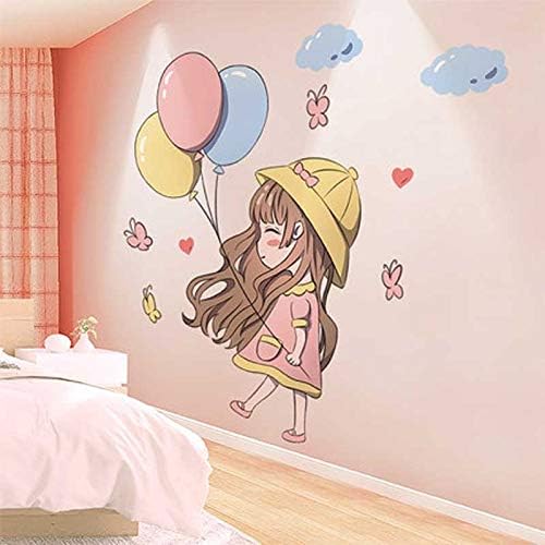קיר אמנות קריקטורה ילדה קיר מדבקות בלון קיר מדבקות עבור חדרי שינה משתלת בית קישוט
