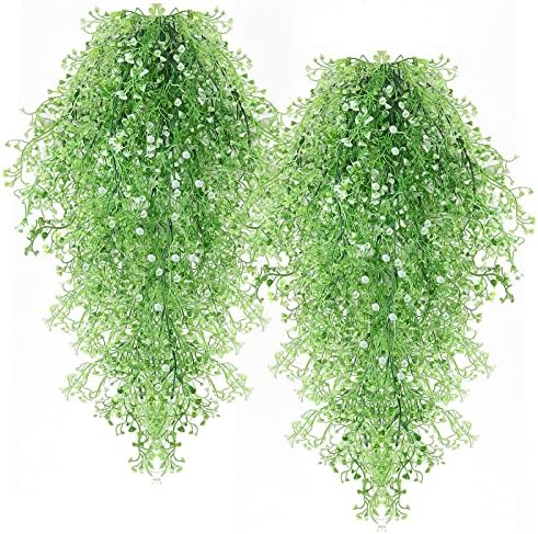 צמח גפן מזויף 4 מחשבים פרנזים מלאכותיים דמוי דמוי מלא מלאכותי צמחי קיר מלא מלאכותיים מקשרים מזויפים קיסוס