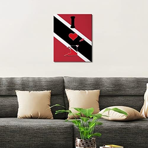 דגל הדפסי בד טרינידד וטובגו אני אוהב את המדינה שלי, טרינידד וטובגו קיר שמן ציור שמן על בד ארט ממוסגר מעץ לקישוט