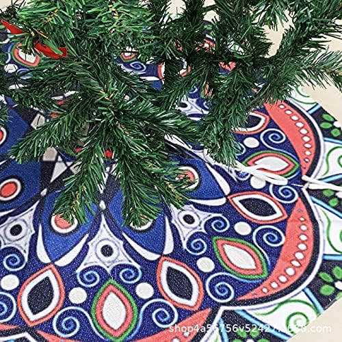 חצאיות עץ חג המולד של Huijie - הדפסת סריגה בית חג המולד עץ גדול תחתון לבוש קישוטים קישוטים, סידור