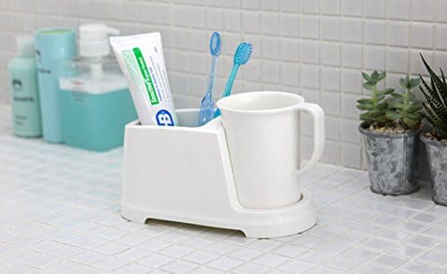 טנבי סלון מברשת שיניים מחזיק + לשטוף כוס, נקי ומודרני עיצוב, לבן