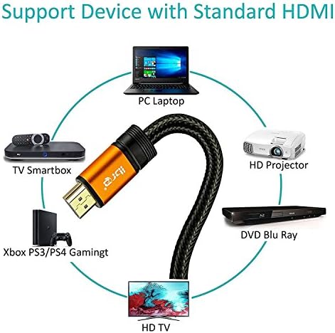 IBRA Orange HDMI-22ft-UHD HDMI 2.0 Ready-18GBPPS-28AWG מחברים מצופים מכבלים מצופים זהב, Ethernet, Audio Return-Video