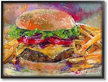 אוסף סטופל הום ד 'דסקור במאור פנים המבורגר וצ' יפס ציור אוכל טבע דומם אמנות קיר בד מתוח, 24 על 30,