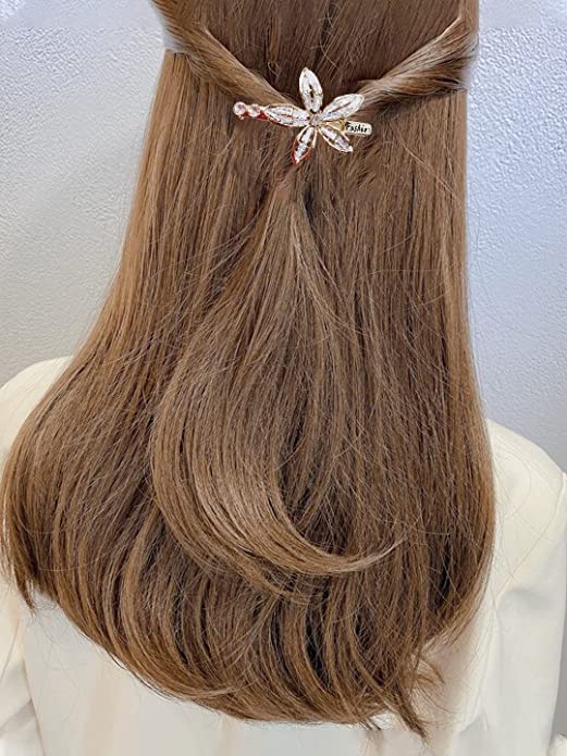 קטעי שיער של BBRATS לנשים קטעי עץ שיער לבנות לבנות גבישים לבנים בצורת פרחים בצורת חרט צרפתי לבנות ולנשים