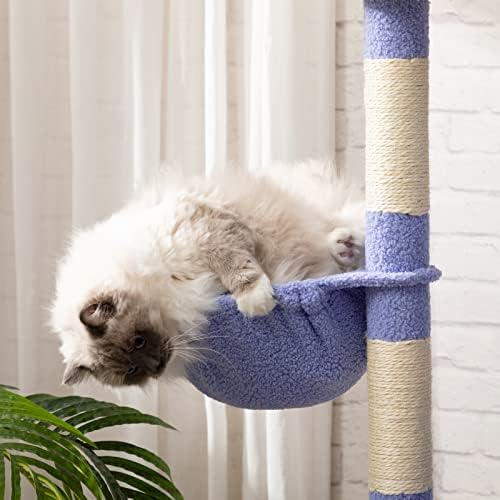 עץ חתול פפיטלולו, מגדל עמוד גירוד לחתול למקורה עם ערסל, סל קטיפה עץ מדרגות חתול ומוט למנוחה למשחק, ריהוט
