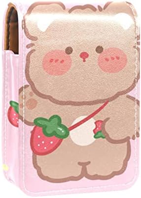מיני איפור תיק עם מראה, מצמד ארנק מעוור שפתון מקרה, קריקטורה בעלי החיים דוב תות ורוד יפה