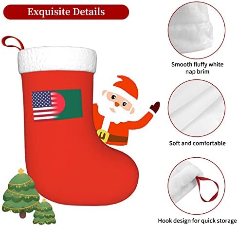 דגל אמריקה של TZT ודגל בנגלדש גרבי חג המולד, מתנות למסיבת חג חג המולד לקישוטים לחג משפחתי 18 אינץ '
