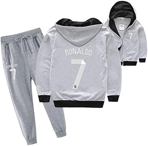 Leeorz Boys Squatshirt Squatshirt Cristiano Ronaldo Zip Up Hoodie ו- Steatpents Set 2 Piece Steabuit
