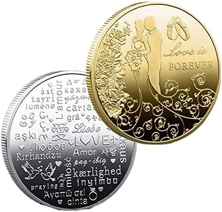 מטבעות אהבה Xiaomianao מצופים 24K יום האהבה מטבעות מזכרות מוזהבות עם חובב קפסולה עגול אהבת מתנה בשפות שונות עם