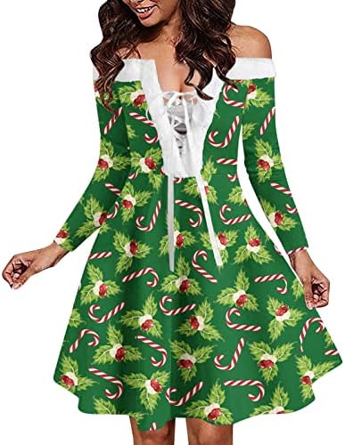 שמלות חג מולד לנשים משובצות צוואר עגול עץ חג המולד שמלת קו בתוספת שמלת מסיבת לילה קוקטייל אלגנטית
