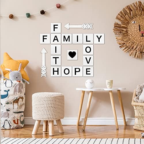 18 יח 'תשבץ קיר קיר עיצוב אמונה אהבה מקווה שלטי משפחה של סימנים לעיצוב הבית קיר עץ כפרי עץ