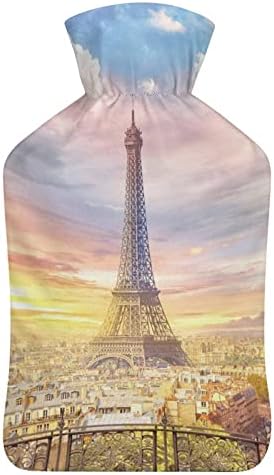 פריז איפל מגדל אמנות בקבוק מים חמים עם כיסוי רך שקית מים חמים לרגליים ידניות כתף צוואר חמה יותר