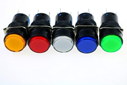 Neyens 16mm DC 12V LED לחצן כפתור מתג כפתור כחול ירוק אדום לבן צהוב לבן מנורה כפתור כפתור תקינה תפס נשיקה