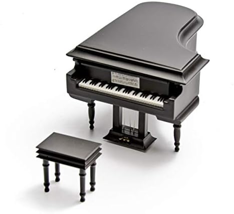 קופסה מוזיקלית של פסנתר פסנתר עץ שחור עם תא לטבעות ועגילים 18 קופסת תכשיטים לפסנתר תכשיטים - שירים רבים לבחירה