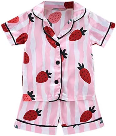 XBKPLO בנות 4T תלבושות פג 'תינוקות פעוט קריקטורה פעוטות שינה נערה שרוול תלבושות תלבושות קצרות תות
