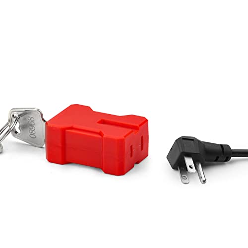 3 הגדר Zing מוצרים ירוקים של מכשיר נעילה של תקע כבל חשמלי, מתאים לתקעים 2 ו -3 משויכים, כולל מפתחות כפולים, אדום