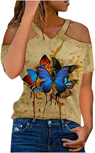 בנות שרוול קצר מהכתף כותנה טרקלין גרפי הלטר חולצה עליונה חולצת סתיו קיץ לנשים 14