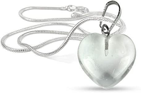 תליון אבן ריפוי טבעי צורת לב קטנה תליון / תליון אבן גביש עם שרשרת מתכת לריפוי רייקי וריפוי גביש