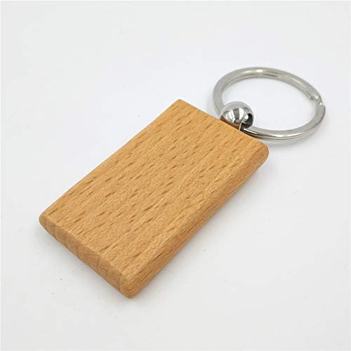 6 חתיכות עץ מחזיק מפתחות עם מתכת מפתח טבעת עשה זאת בעצמך ריק עץ מפתח שרשרת מפתח תגים אישית עץ מחזיקי