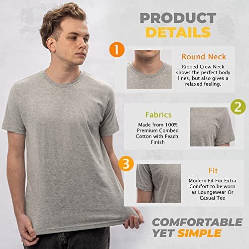 חולצות טי מוצקים של שוהל לגברים - צוואר צוות כותנה טהור