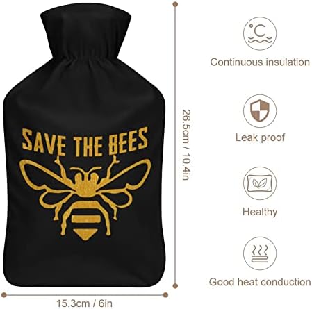חסוך את הדבורים שקית מים חמים גומי 1L עם כיסוי הזרקת בקבוקי מים חמים להרפיה של הגנה קרה ביד