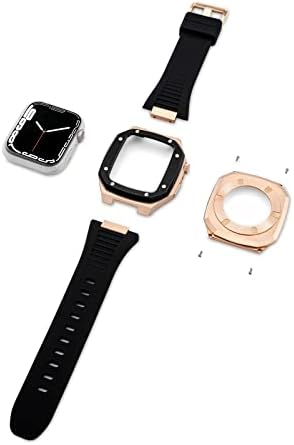 רצועת יוקרה מתכתית CNHKAU+מארז עבור Apple Watch Band Kit ערכת 41 ממ 44 ממ 45 ממ ערכת שינוי