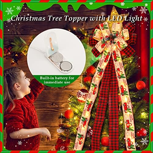 עץ חג המולד של Hanaoyo קשת קשת עם אור LED, קשת עץ עץ חג המולד בגודל 13 אינץ 'בגודל 13 אינץ