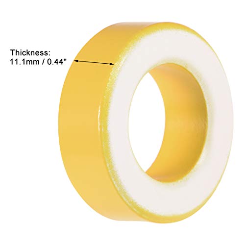 גרעין טורואיד UXCell, חניכי פריט טבעת טבעת אבקת ברזל טבעות פריט, לבן צהוב, 19.5 x 33.5 x 11.1 ממ