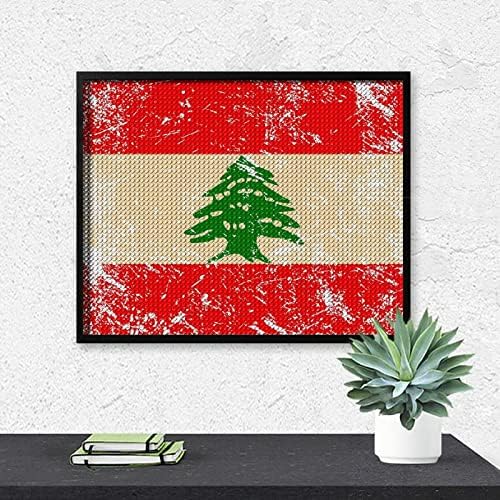 ערכות ציור יהלומי דגל רטרו לבנוני 5 ד עשה זאת בעצמך תרגיל מלא ריינסטון ארטס וול דקור למבוגרים 16איקס